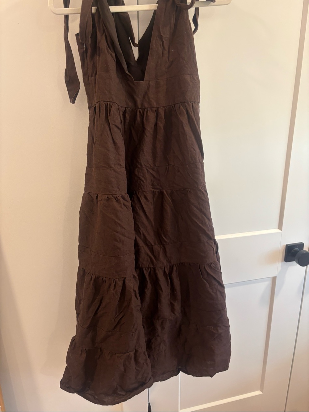 House of Harlow 1960 Tiered Brown Halter Maxi Dress